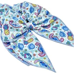 Kids Blue Stitch Patterned Hair Bow